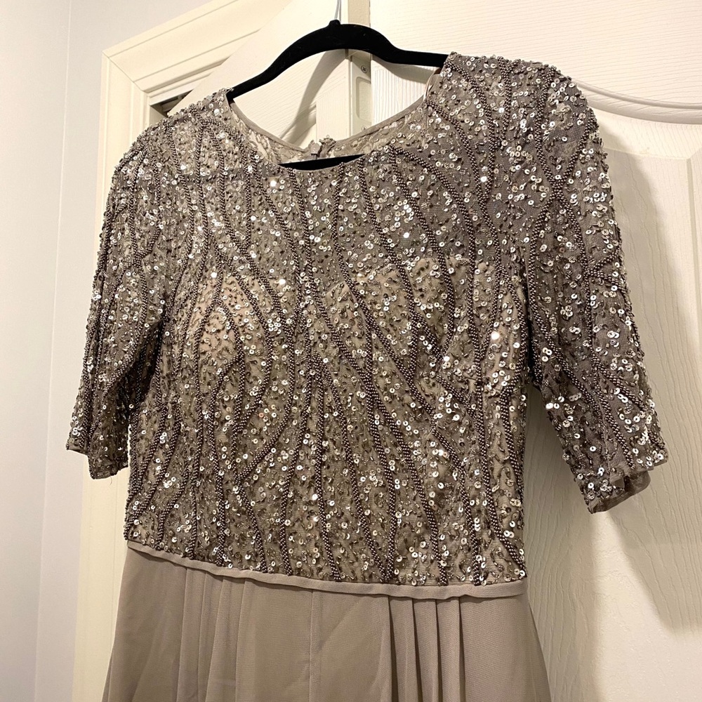 Adrianna Papell Formal Long Chiffon Illusion Dress - Picture 4 of 5